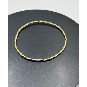 14K Yellow Gold Twisted Bangle Bracelet 8" Slip-On Acid Tested Estate Jewelry
